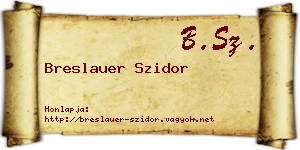 Breslauer Szidor névjegykártya